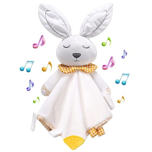 BEREST Rechargeable Baby Sleep Soother Bunny Lovey- White Noise| Heartbeat| Shushing| Lullaby Infant Sleeping Aid with Cry Sensor at Nap Time Routine, Newborn Gifts Plush Toddler Snuggle Blanket Toy