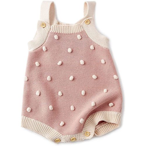 Simplee kids Baby Girl Kint Pompoms Romper Sleeveless Baby Girl Kint Clothes