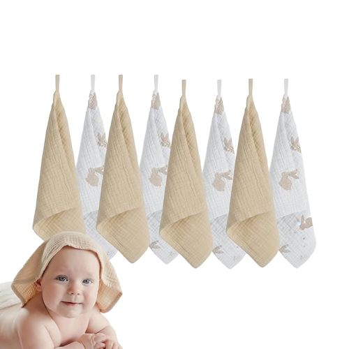 Muslin Baby Washcloths for Newborns, Pack of 8, 11"x11", Super Soft Cotton, Absorbent and Gentle, Baby Cotton Wipes, Baby wash Cloths