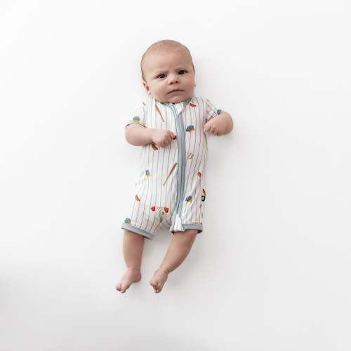 Zipper Shortall Romper in Home Run