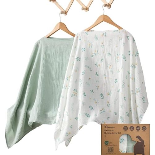 Cotton Muslin Nursing Cover, 2 Pack, 360° Full Privacy Poncho