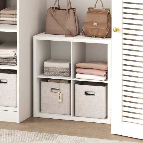 Furinno CUBIC Closet Organizers and Storage, 4-Cube Closet Organizer, Open Shelf Closet Storage, Closed Back, Extra Thick Frame, for Wardrobe, Bedroom, Living Room, White