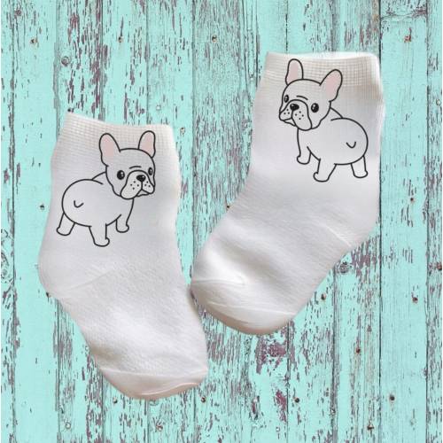 Baby/Toddler/Child Cute French Bulldog Socks. Multiple sizes offered. Choose from 0-6 months to 10 years. Cute Gift!