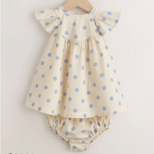 Buy Blue/Ecru Spot Woven Baby Dress And Knickers Set 2 Piece (0mths-3yrs) from Next USA