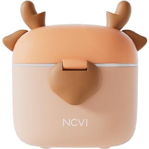 NCVI Baby Formula Dispenser On The Go, Formula Container to Go, Formula Holder for Travel, Outdoor Picnic with Baby Infant, Portable Container for Milk Powder, Snacks, Candy, Fruits (Brown Deer)