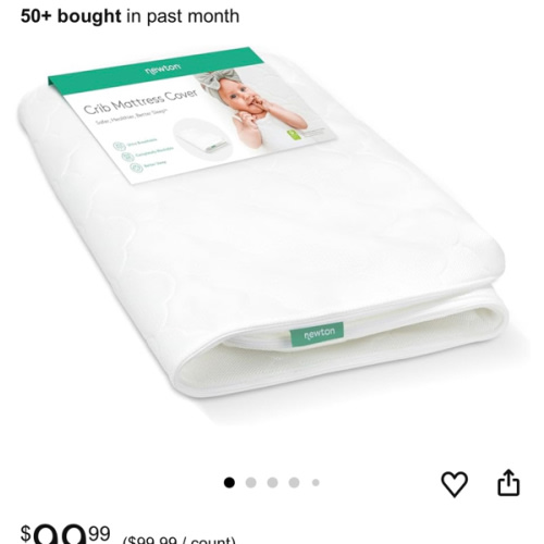 Extra Waterproof Crib Mattress Cover - Standard / Cloud White