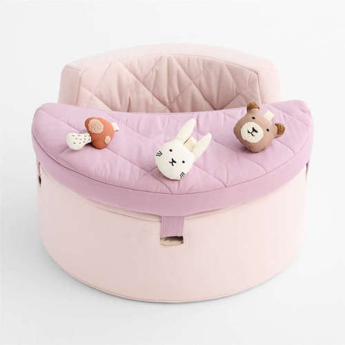 Organic Washable Purple Baby Activity Chair with Woodland Baby Rattle Set