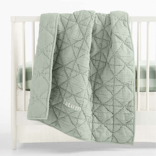 Personalized Supersoft Snuggle Puff Soft Green 100% Organic Cotton Baby Crib Quilt