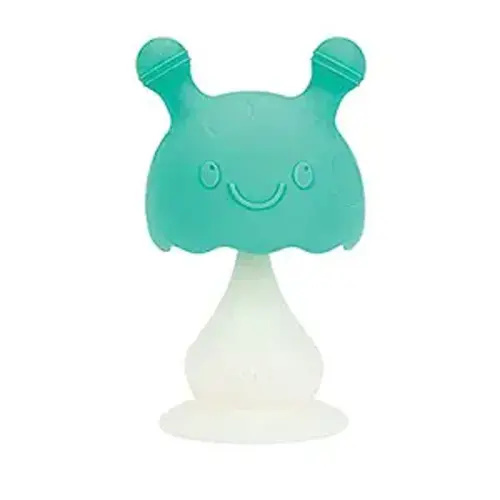 Nuby Super Soft Silicone Teether with Suction Base - Visually Stimulating and Easy to Grasp Toy for Baby Teething Relief - 3+ Months