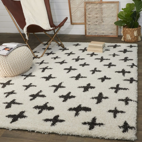 Wade Logan® Carris Geometric Cream/Black Area Rug & Reviews | Wayfair