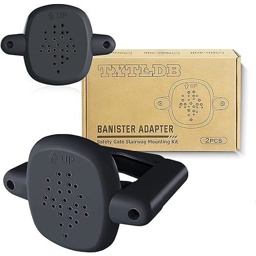 2 Pcs Baby Gate Stair Railing Banister Adapter, Fits 1.57'' to 3.94'' Wide Square/Round Posts No-Drilling Mounting Fittings for Retractable, Mesh & Iron Gates, Stair Banister Protector (Black)