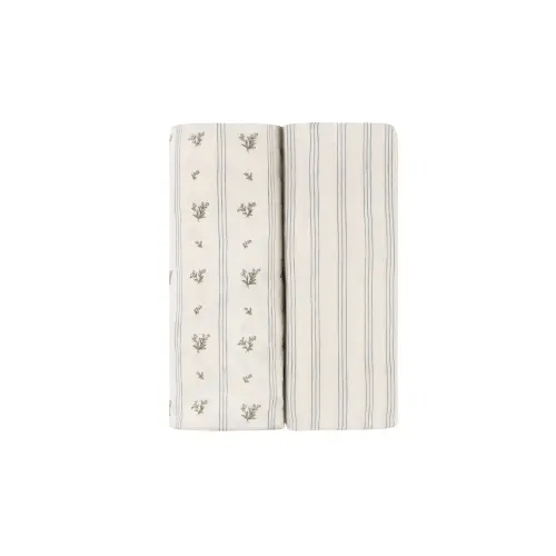 Baby Fitted Crib Sheet Set 2 Pack
Ely's & Co.-  Linear Berry Leaf