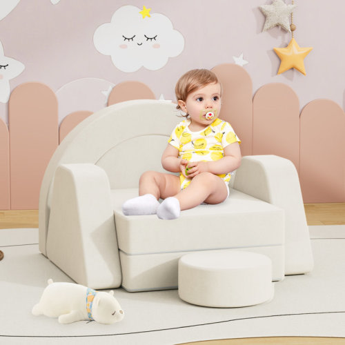 BURENMETO Modular Kids Play Couch, Single-Seat Convertible Toddler Sofa With Soft Foam Cushions, Diy Play Sofa For Playroom Or Bedroom | Wayfair