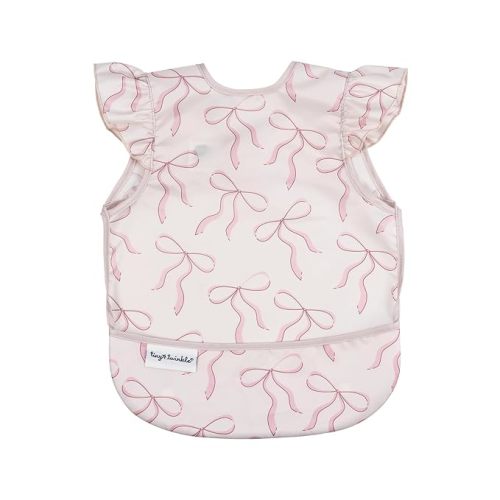 Tiny Twinkle Mess Proof Baby Bib for Girls | Waterproof Toddler Bib for Eating | Baby Apron for Feeding | Machine Washable | Perfect Shower Gift (Bows, 6–24M)
