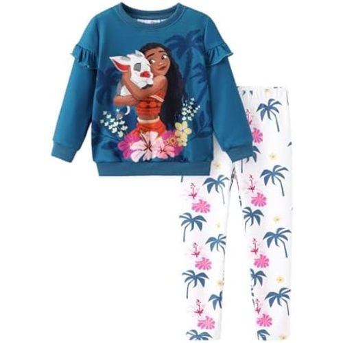 Disney Frozen Minnie Mouse Stitch Princess Fall Toddler Girl Outfit 2 Piece Girl Clothes Long Sleeve Sweatshirt and Leggings