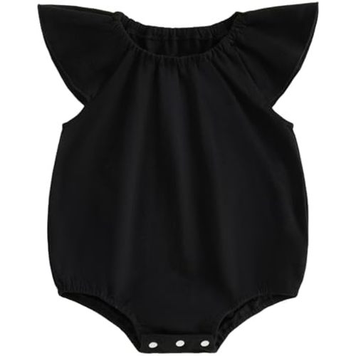 Mubineo Baby Girl Boy Summer Clothes Cute Cotton Romper Basic Plain Ruffle Sleeveless Rompers Comfy Newborn Tops Outfit