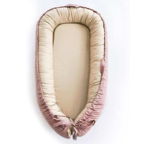 Baby Lounger, Baby Nest Cover for Baby, Reversible & Breathable Cotton, Adjustable Baby Floor Seat for Tummy Time, Portable Infant Lounger, Essentials for Newborns (Pink)