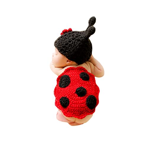 Newborn Baby Photography Prop Handmade Crochet Ladybug Photo Shoot Outfits | Unisex Cute Ladybug Baby Photo Props,Newborn Photography Prop,Photo Shoot Props,Boy & Girl Outfits Shoot,Xmas Crochet Hat Set