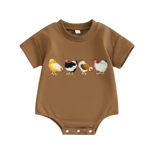 Kayotuas Baby Boys Girls Farm Animal Outfit Summer Clothes Cow and Chicken T Shirt Romper Newborn Country Western Onesie Tops