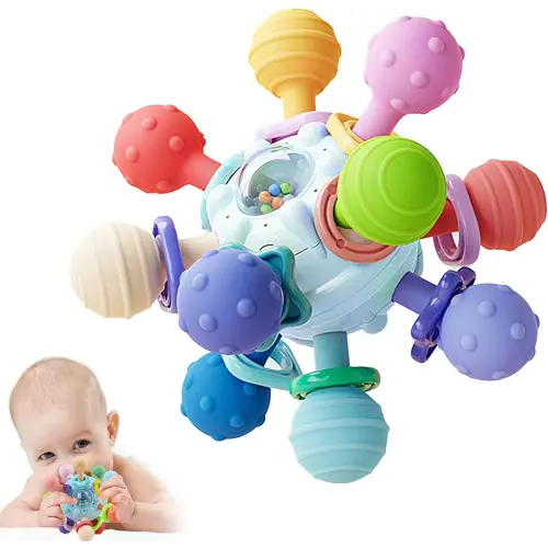 HAHAone Baby Sensory Montessori Toy - Infant Teething Relief - Teethers for Newborn - Developmental Rattles Chew Toys Gifts for 0 3 6 9 12 18 Months Girl Boy -Toddler Travel Toy for 1 2 One Year Old