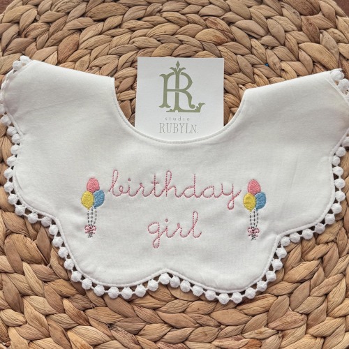 Embroidered Birthday Bib | First Second Birthday Girl Boy Heirloom Keepsake