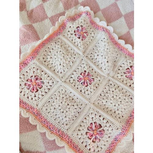 Custom Crochet Granny Square Baby Blanket: Maya Lovey, Heirloom Blanket