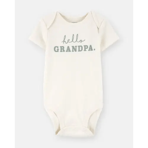 Baby "Hello Grandpa" Announcement Cotton Short-Sleeve Graphic Bodysuit - Ivory | Carter's