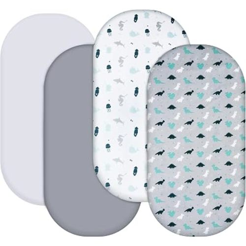 Bassinet Sheets Set for Baby Boy, 4 Pack
