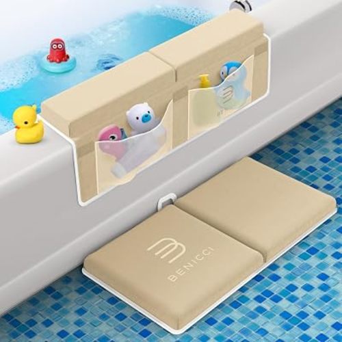 Benicci Comfortable Bath Kneeler and Elbow Kneeling Rest Pad for Baby Bathing Parents - Painless Foam Mat with Toy Organizer Pockets - Quick Drying, Foldable, Non-Slip for Baby and Toddler Bathing