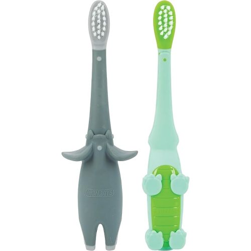 Dr. Talbot's Toddler Training Toothbrush for Kids - (2-Pack) - 6+ Months - Alligator/Elephant
