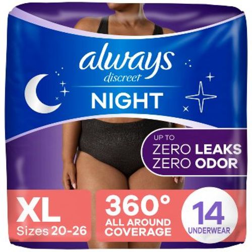 Always Discreet Night Black Women's Incontinence Underwear - Maximum - XL - 14ct