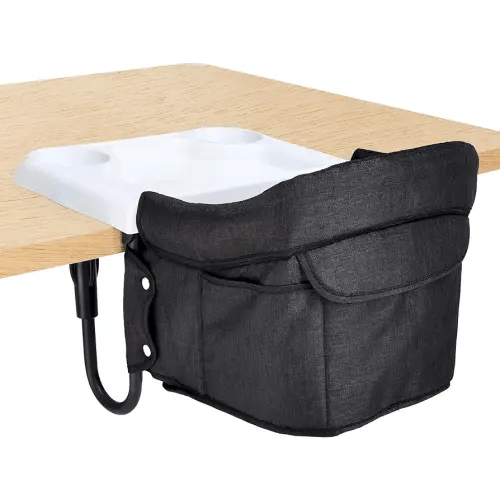 Portable Hook On High Chair with Tray for Babies & Toddlers, 6-36 Months, Collapsible Design, Fits Tables 0.8" to 3.5" Thick, Easy to Clean, with Travel Bag