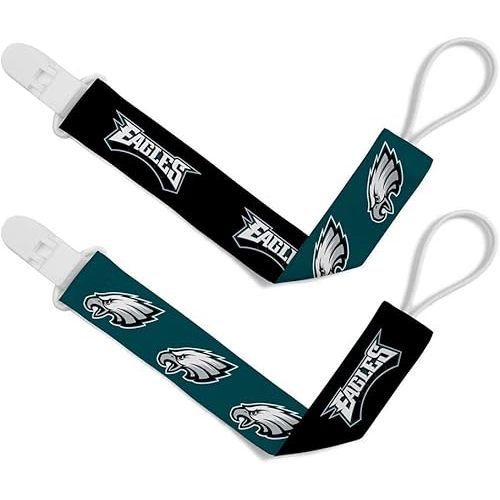 BabyFanatic Officially Licensed Unisex Pacifier Clip 2-Pack - NFL Philadelphia Eagles - Officially Licensed Baby Apparel