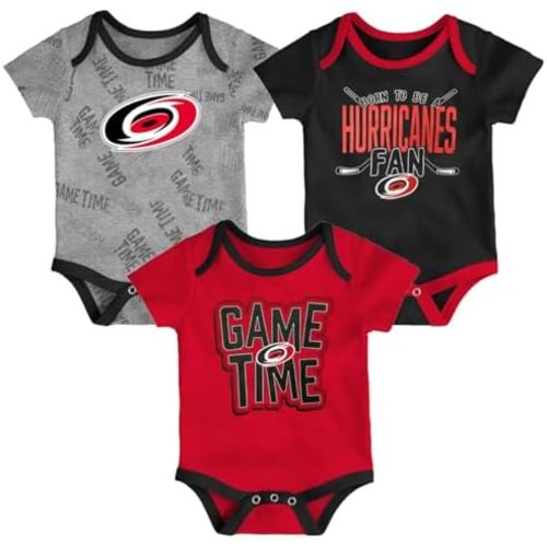 Outerstuff Carolina Hurricanes 3-Pack Game Time Team Logo Newborn/Infant Baby Bodysuit Onesie