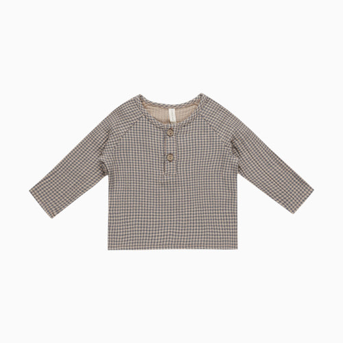 Quincy Mae Zion Shirt - Indigo Gingham, 0-3 M