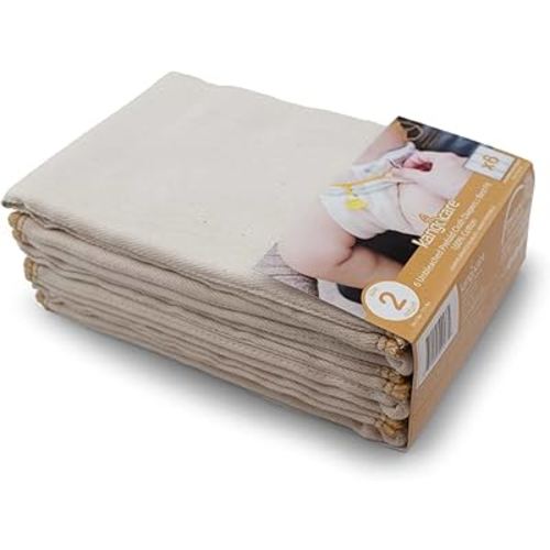 Kanga Care Reusable Unbleached 100% Cotton Prefold Cloth Diapers (6pk) - Size 2 : Infant