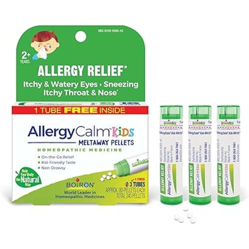 Boiron AllergyCalm Kids Pellets for Relief from Allergy and Hay Fever Symptoms of Sneezing, Runny Nose, and Itchy Eyes or Throat - 240 Count