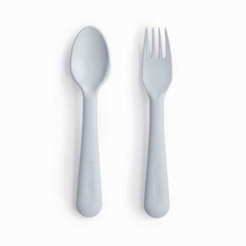 Mushie Fork and Spoon Set - Cloud