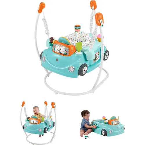 Fisher-Price 2-in-1 Jumperoo Activity Center for Baby to Toddler with Lights Sounds and Smart Stages Learning Content, Sweet Ride