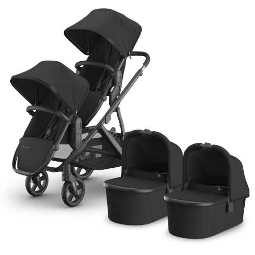 UPPAbaby Vista V3 Twin Stroller with RumbleSeat V3 + Bassinet Bundle - Jake