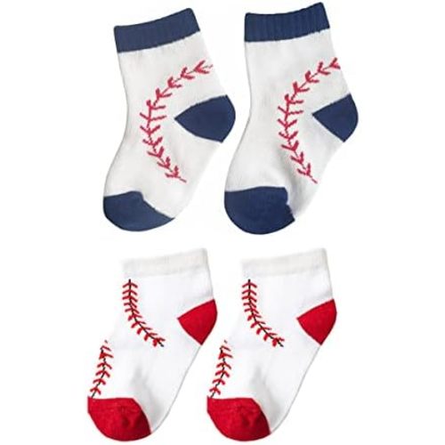 BAICAIYU Baby First Birthday Baseball Socks 2 Pcs Boys and Girls Newborn Socks Medium Tube Cute Baby Baseball Outfit