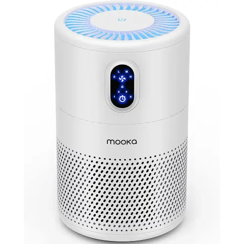 MOOKA Air Purifiers for Home Large Room up to 1076 ft², H13 True HEPA Air Filter Cleaner, Odor Eliminator, Remove Smoke Dust Pollen Pet Dander, Night Light(Available for California)