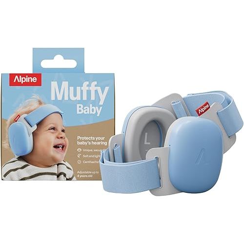 Alpine Muffy Baby Comfort - Protects Hearing for Babies and Toddlers - CE & ANSI Certified - Unique Headband for Safe fit & Comfort - Multi-adjustable for Ages 3-48 Months - 24dB Sound Reduction, Blue