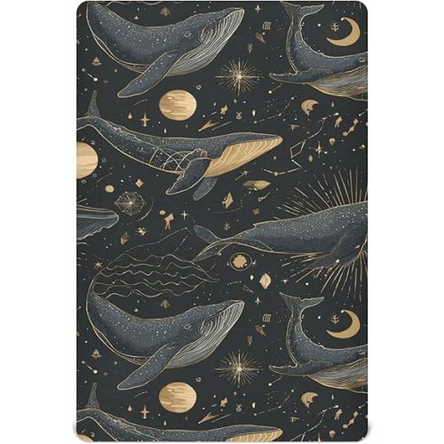 Magic Whale Stars Crib Sheets Soft Breathable Fitted Baby Crib Sheets Mattress Cover for Girls Boys, 52" x 28" x 9"