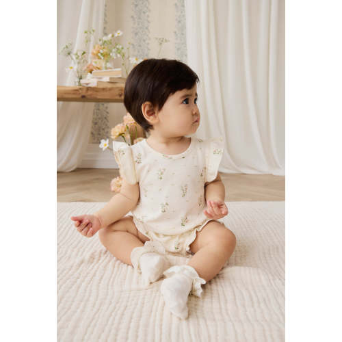 Organic Cotton Adrienne Playsuit - Josepha Egret Small – Jamie Kay USA