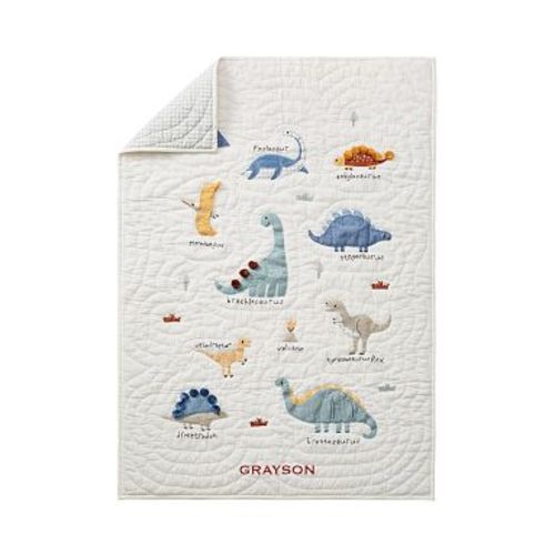 Embroidered Dino Baby/Toddler Quilt , Multi, 36"W x 50"L