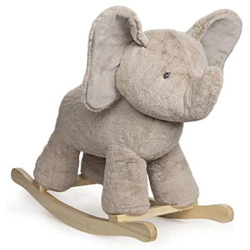 GUND Baby Elephant Rocker with Wooden Base Plush Stuffed Animal Nursery, Gray, 23"