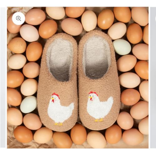 Brown Fuzzy Chicken Slippers - Adult - American Farm Company