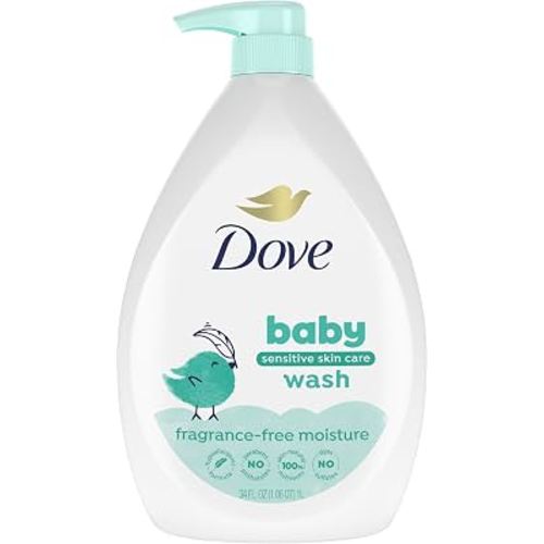Baby Dove Care Baby Wash Fragrance-Free Moisture 1 Pack 34 oz | For Baby Bath Time Fragrance Free and Hypoallergenic, Washes Away Bacteria