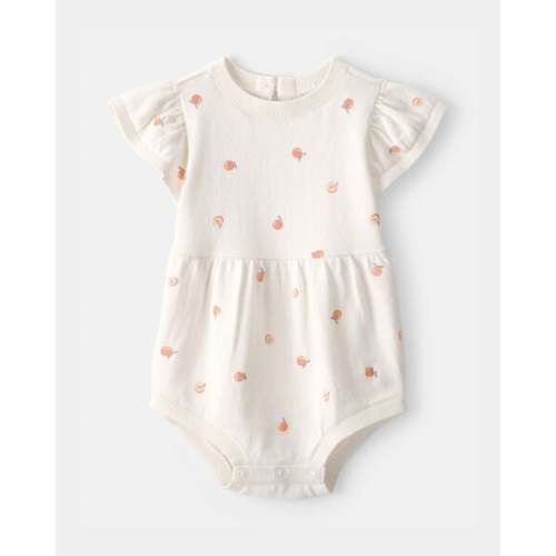Baby Girl Peach Romper - Ivory | Carter's